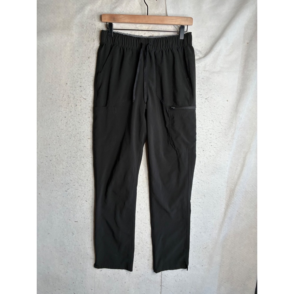 Black Performance Joggers Drawstring Waist Zipper Cargo Pocket Pants Mens Medium